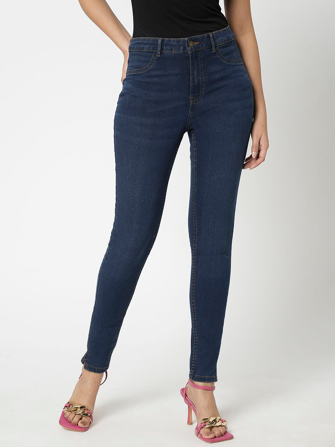 I.Scenery By Vero Moda Blue High Rise Skinny Jeggings