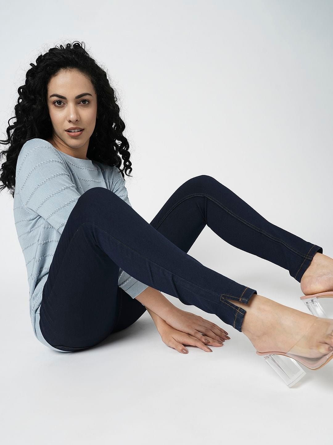 I.Scenery By Vero Moda Dark Blue High Rise Skinny Jeggings