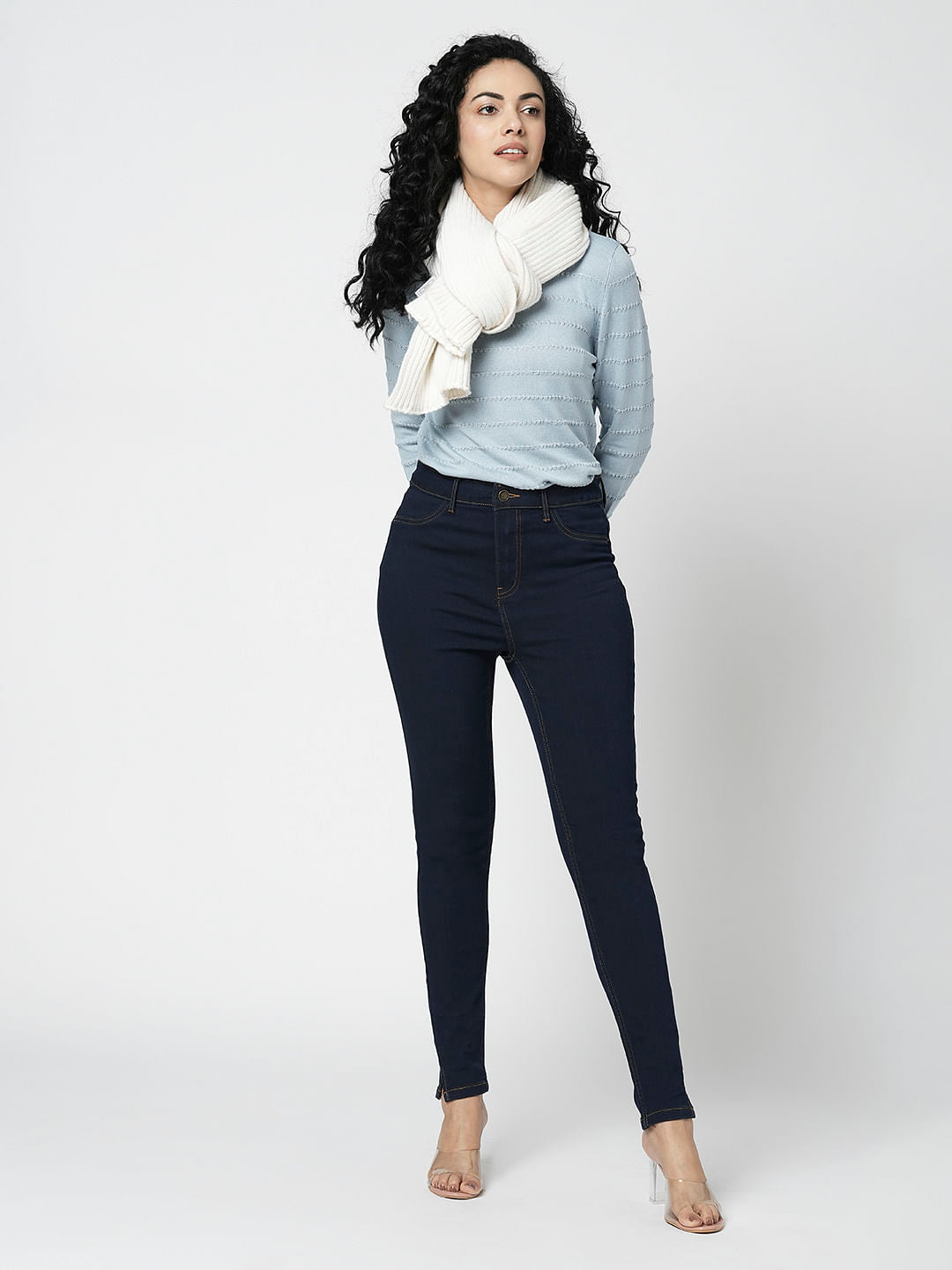 I.Scenery By Vero Moda Dark Blue High Rise Skinny Jeggings