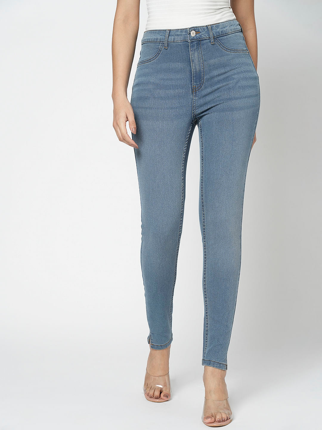 I.Scenery By Vero Moda Blue High Rise Skinny Jeggings