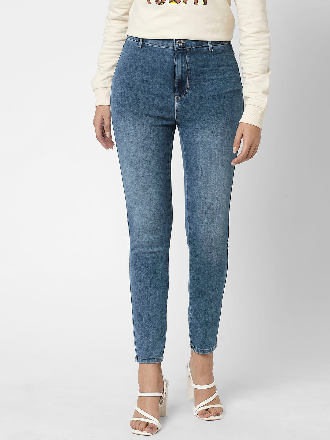 I.Scenery By Vero Moda Blue High Rise Wendy Skinny Fit Jeans