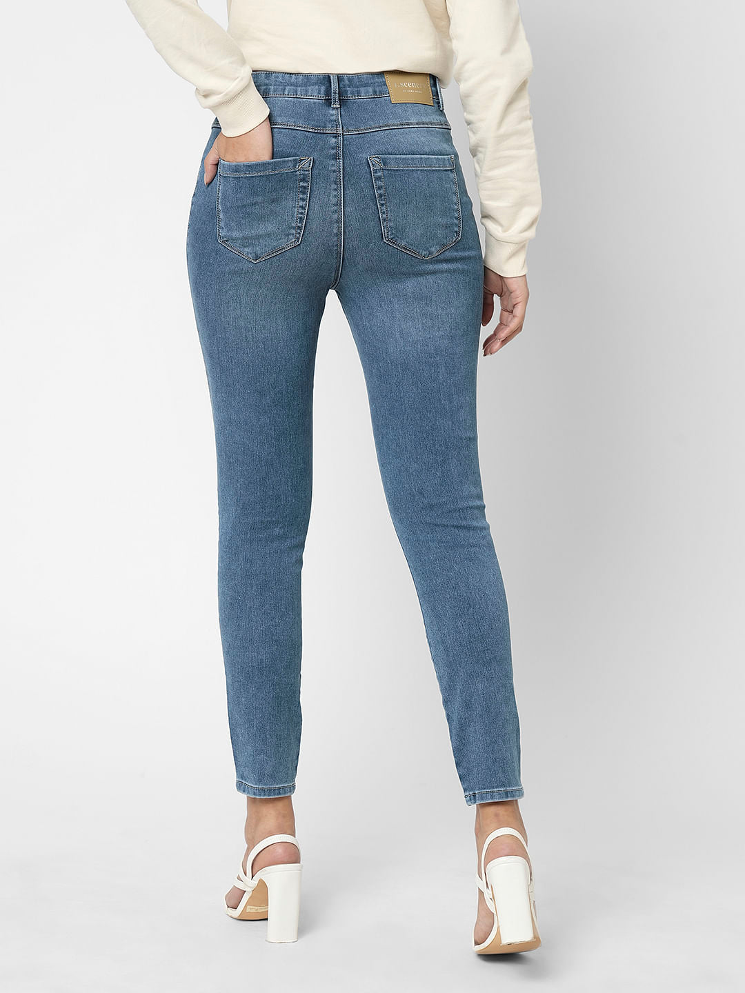I.Scenery By Vero Moda Blue High Rise Wendy Skinny Fit Jeans