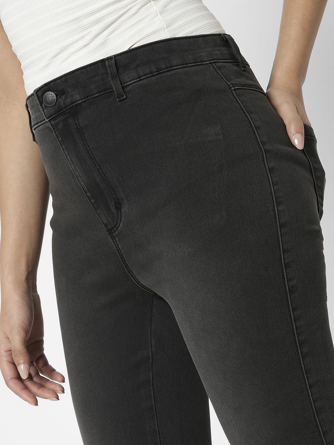 I.Scenery By Vero Moda Grey High Rise Wendy Skinny Fit Jeans