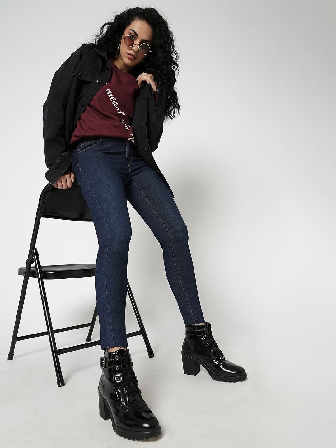 I.Scenery By Vero Moda Dark Blue High Rise Wendy Skinny Fit Jeans