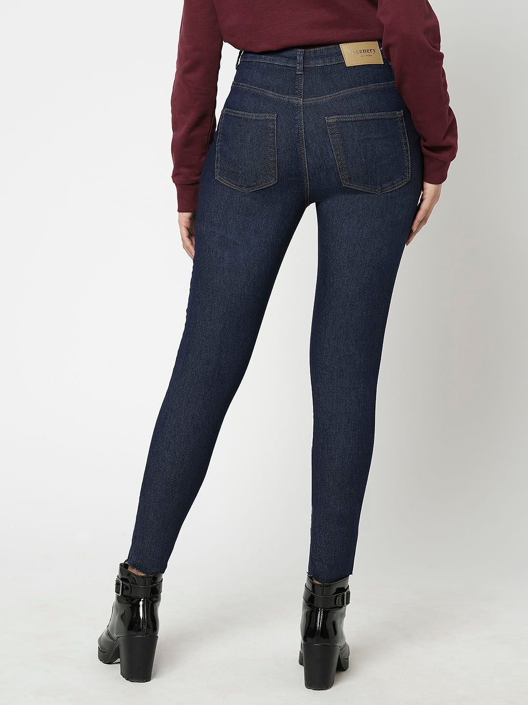 I.Scenery By Vero Moda Dark Blue High Rise Wendy Skinny Fit Jeans