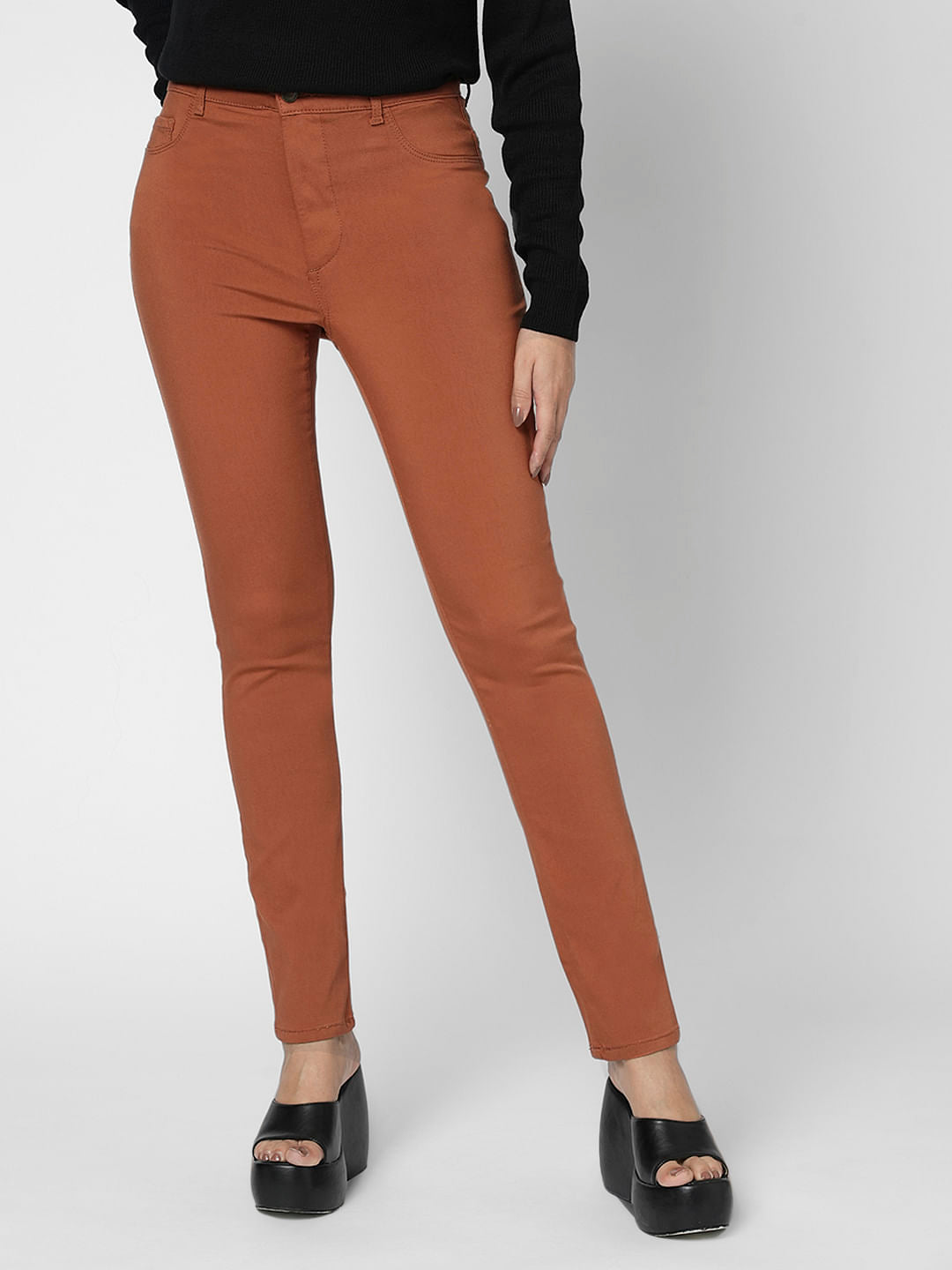 I.Scenery By Vero Moda Brown High Rise Wendy Skinny Jeans