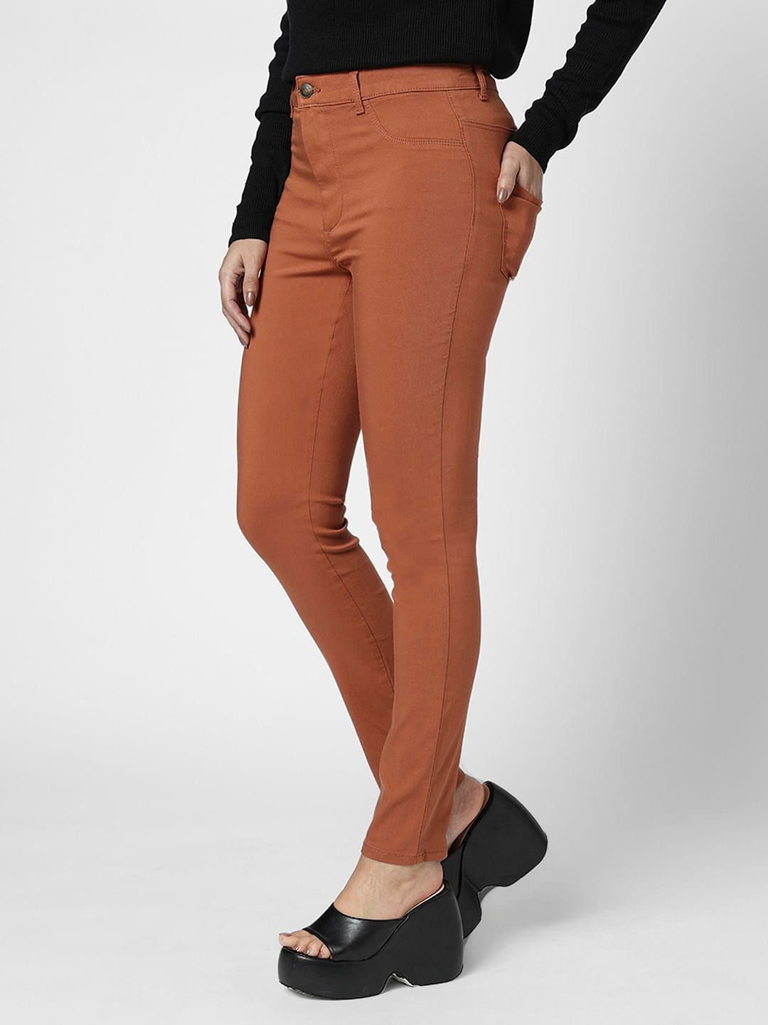 I.Scenery By Vero Moda Brown High Rise Wendy Skinny Jeans