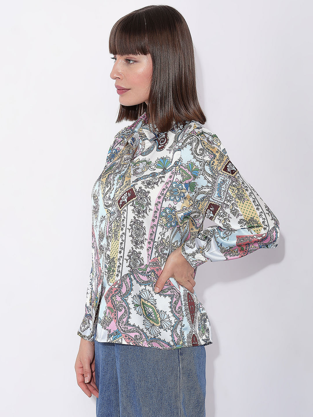 Light Blue Printed Full Sleeves Shirt