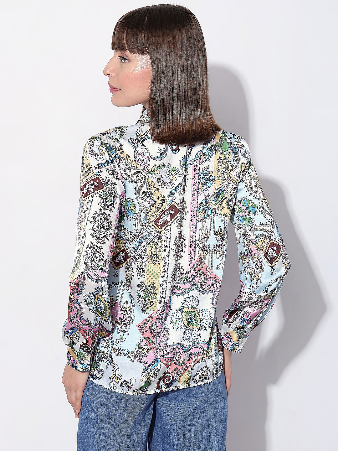 Light Blue Printed Full Sleeves Shirt