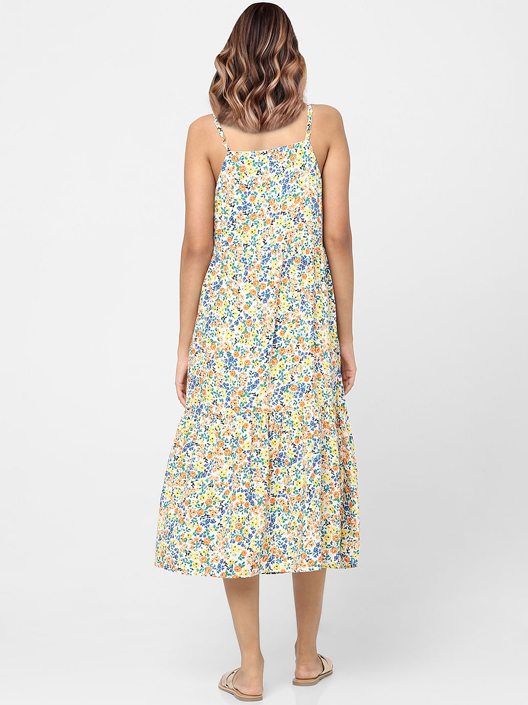 White Floral Midi Dress