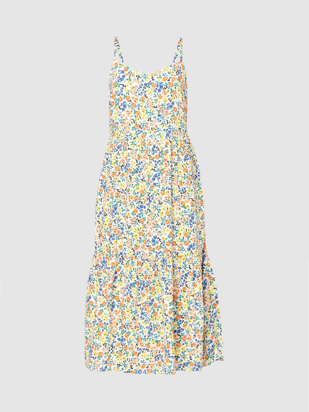 White Floral Midi Dress