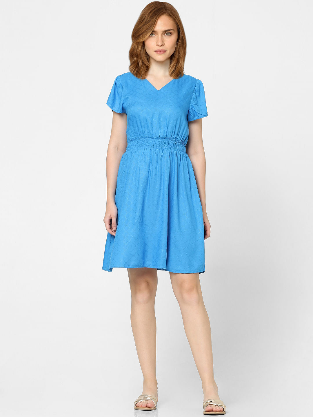 Blue Fit & Flare Dress