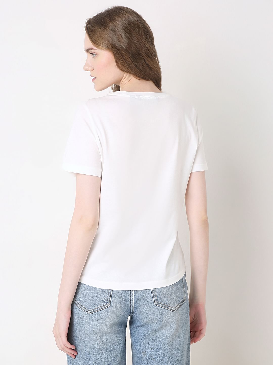 White Printed Cotton T-Shirt