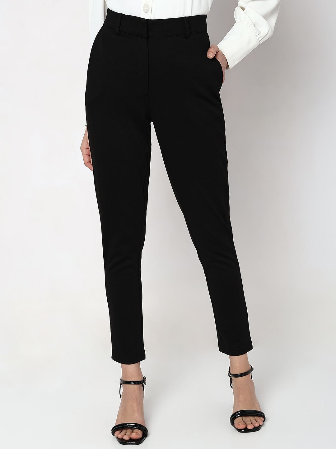 Black Mid Rise Formal Pants