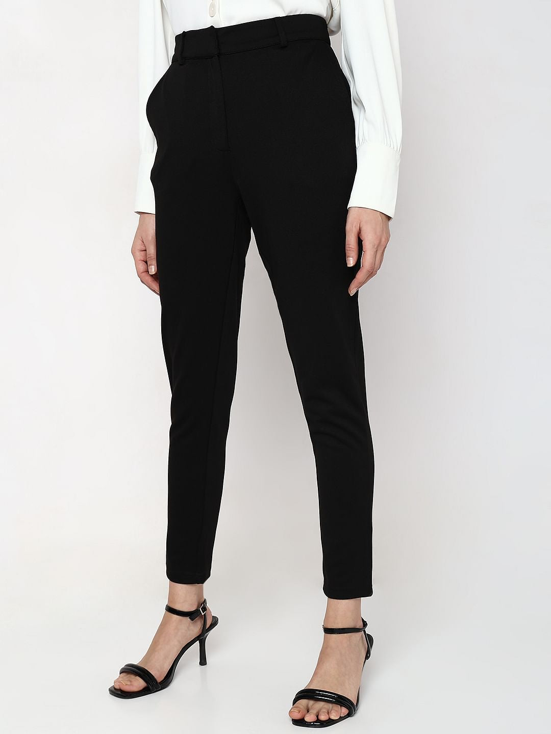 Black Mid Rise Formal Pants