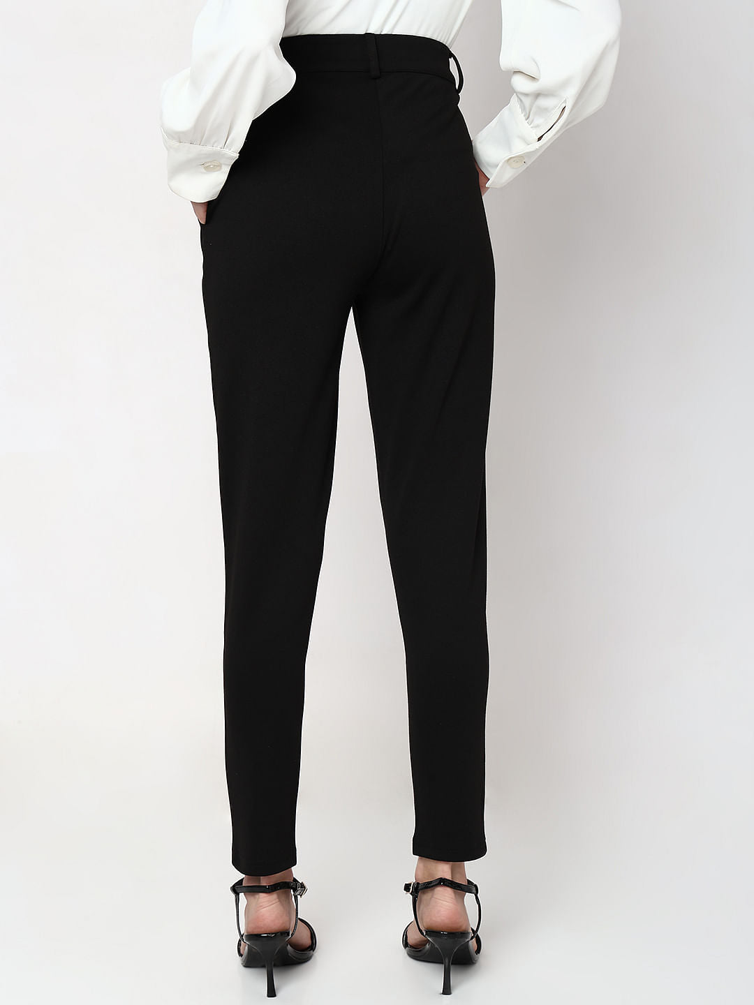 Black Mid Rise Formal Pants