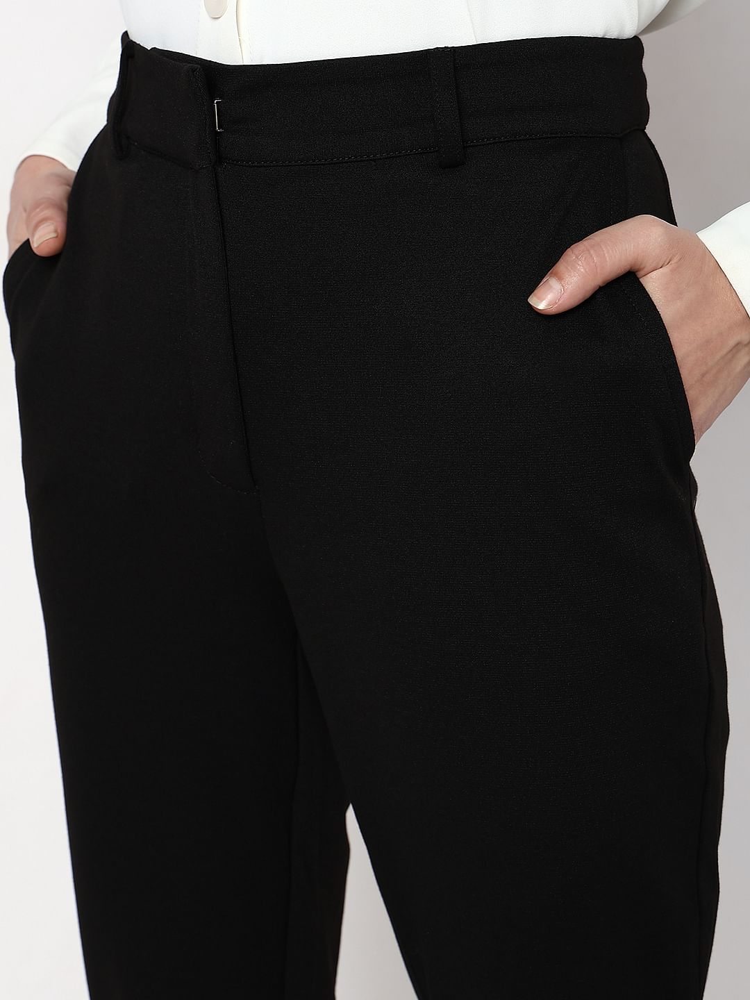 Black Mid Rise Formal Pants