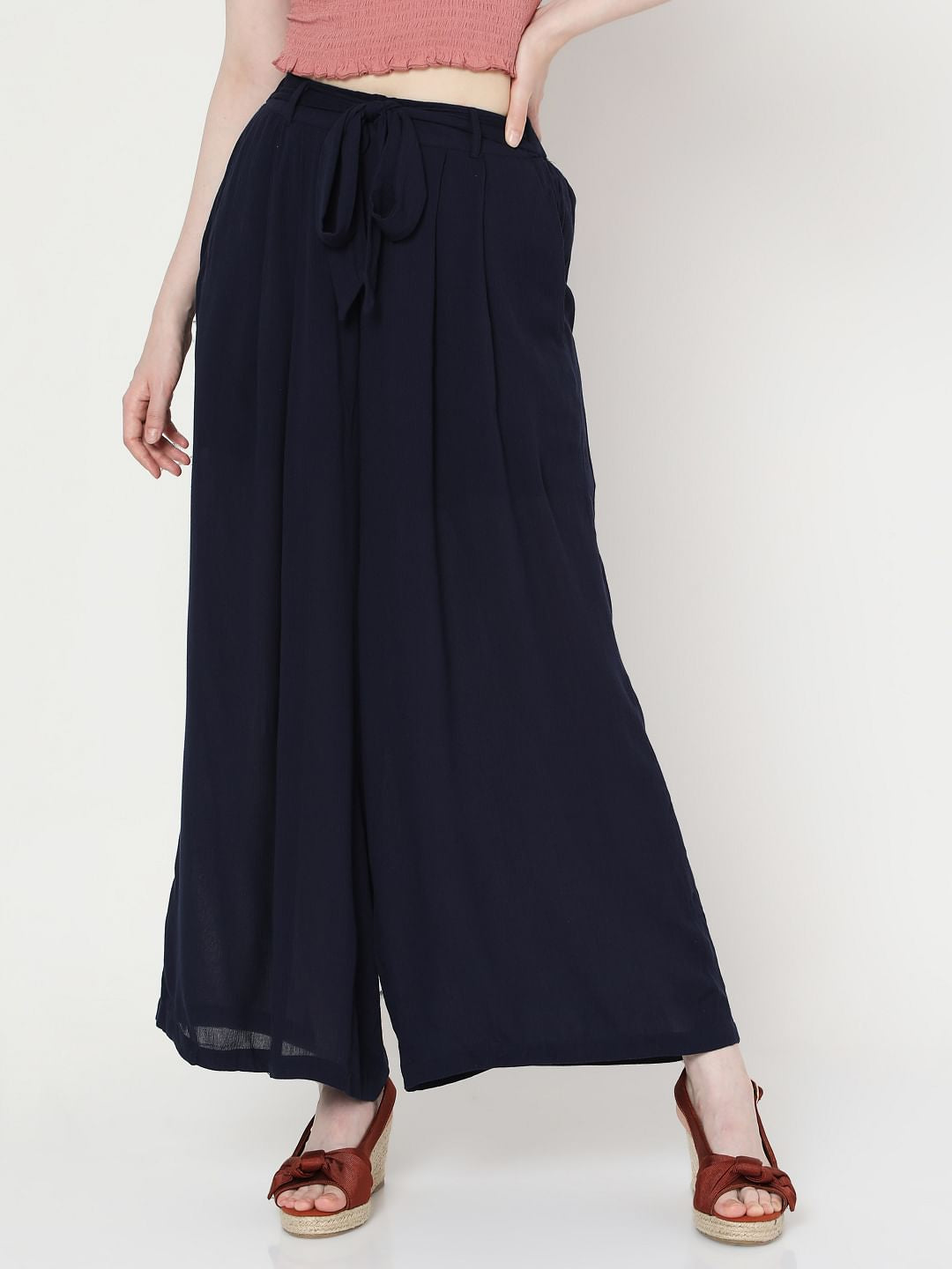 Blue Tie Up Pants