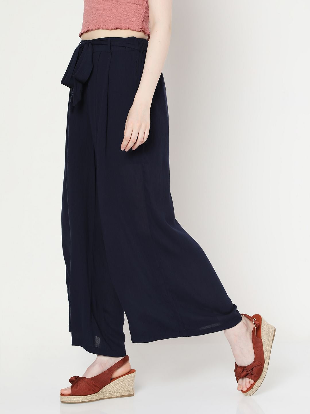 Blue Tie Up Pants