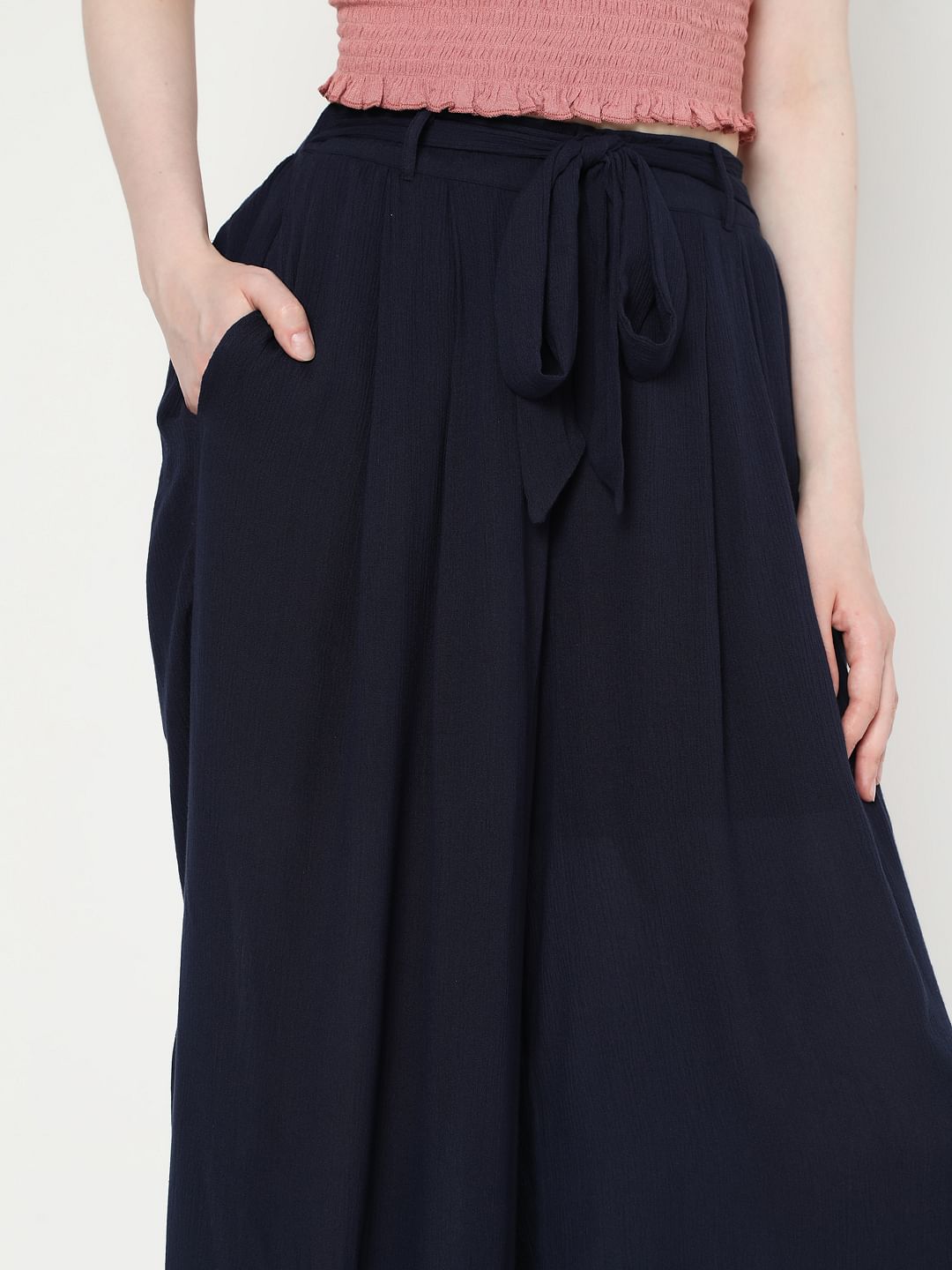 Blue Tie Up Pants