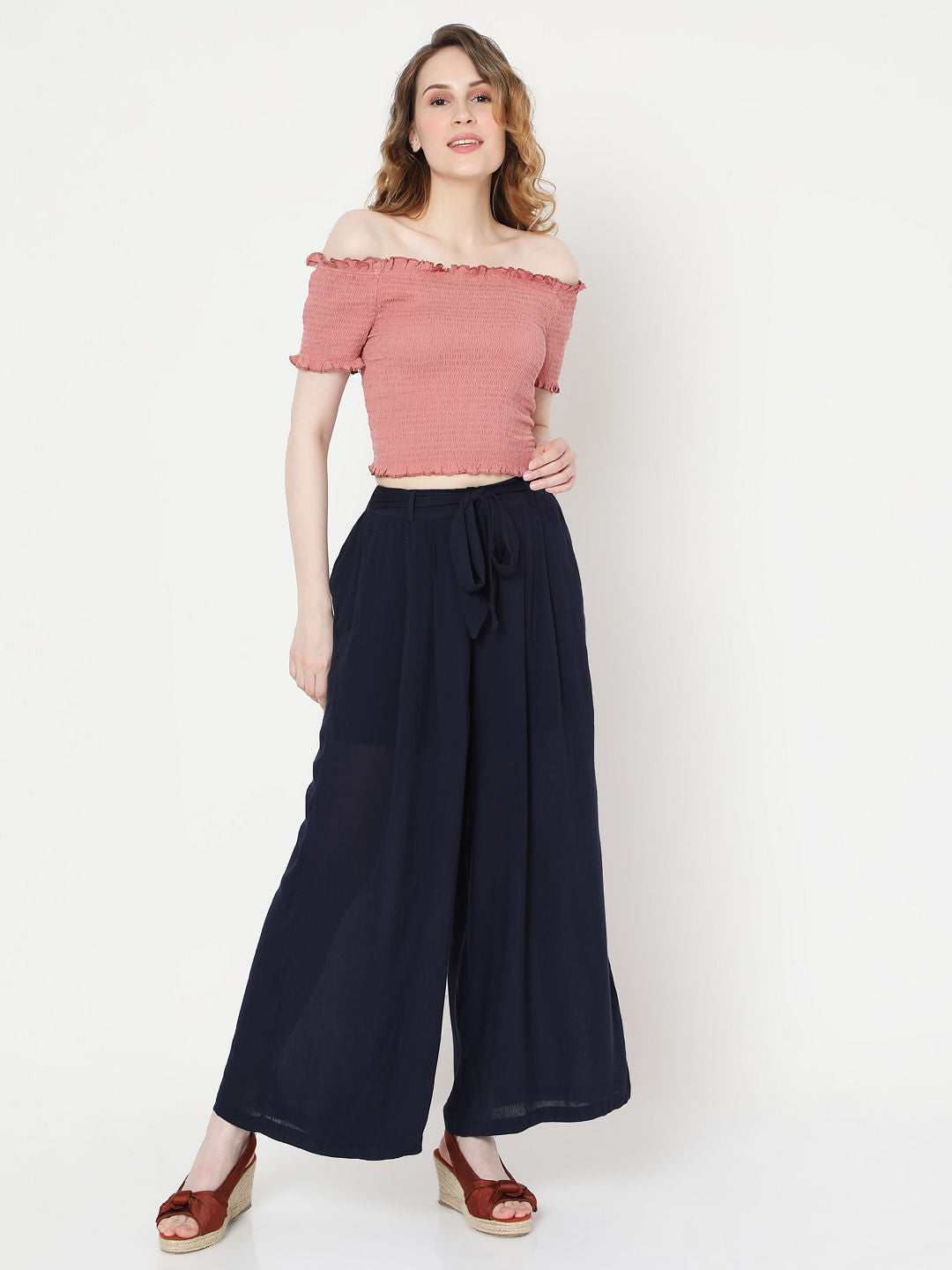 Blue Tie Up Pants