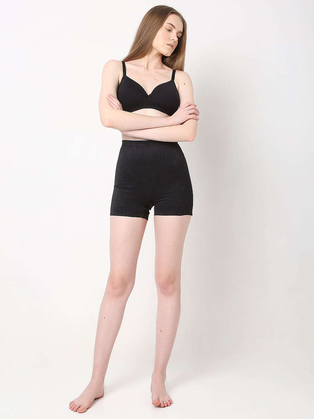 Intimates Black Textured Thigh Shaper