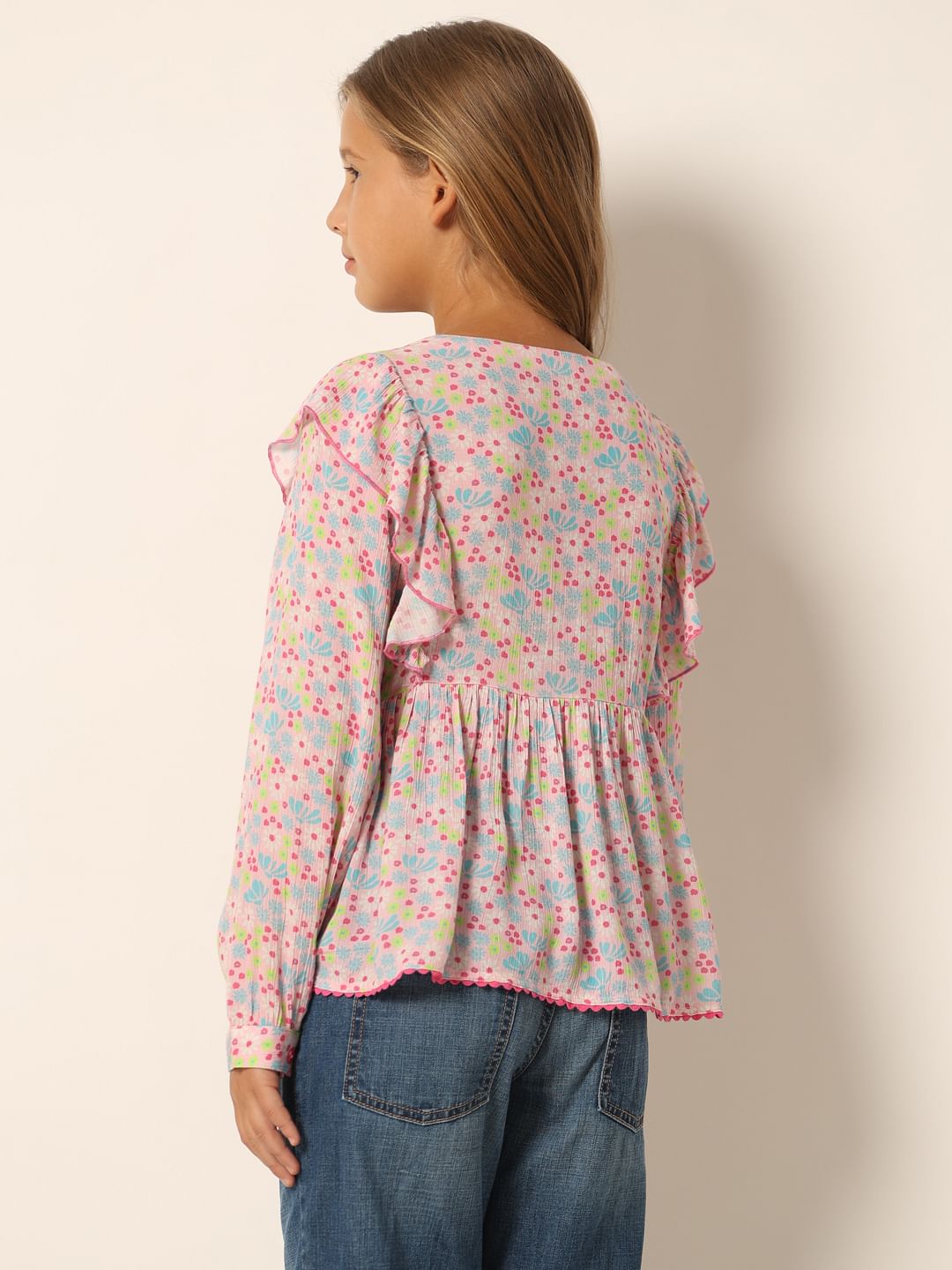 Pink Printed Flared Top