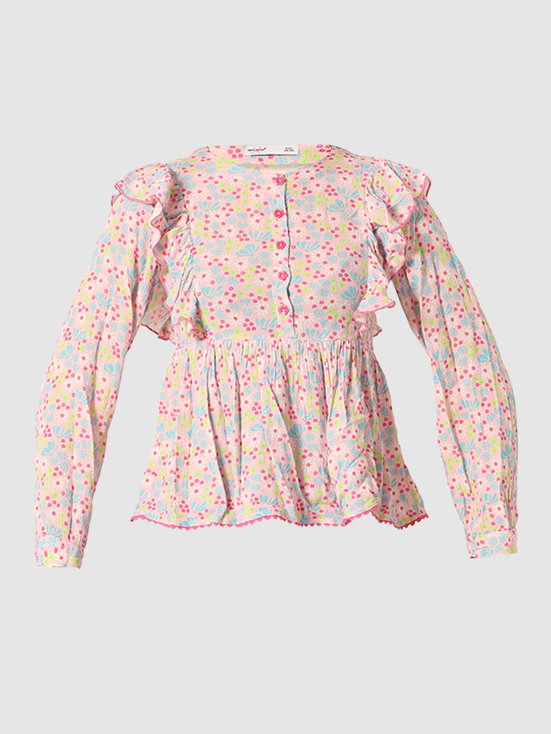 Pink Printed Flared Top