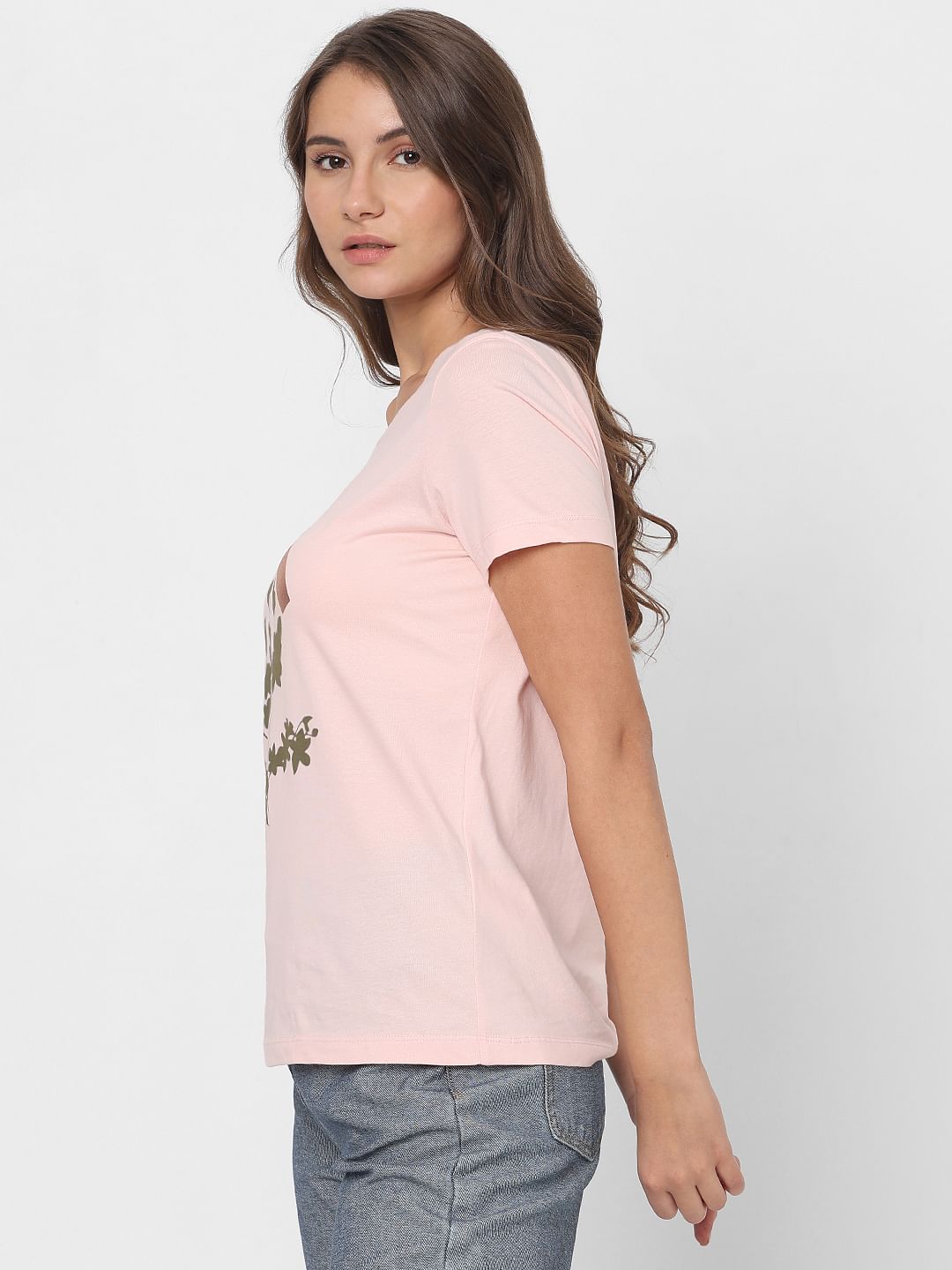 Pink Chest Print T-Shirt