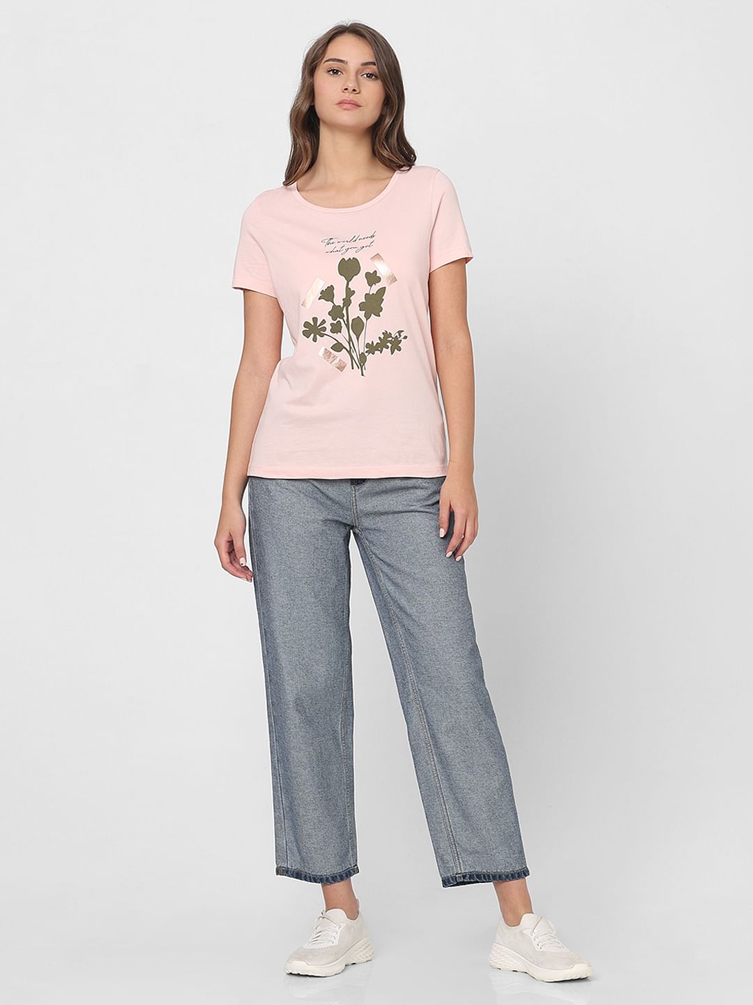 Pink Chest Print T-Shirt