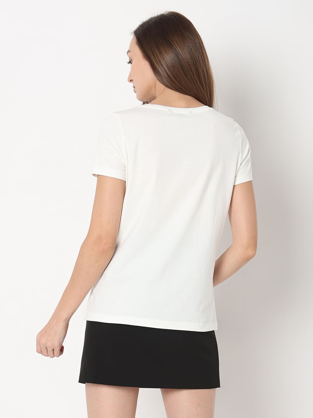 White Text Print T-Shirt