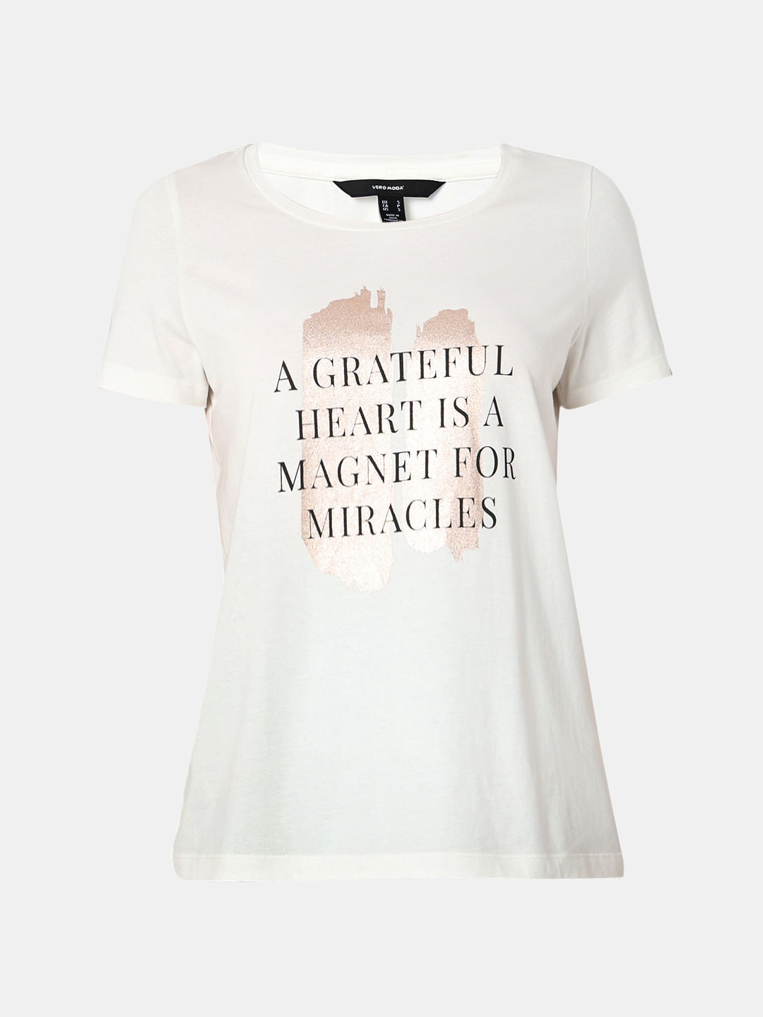 White Text Print T-Shirt