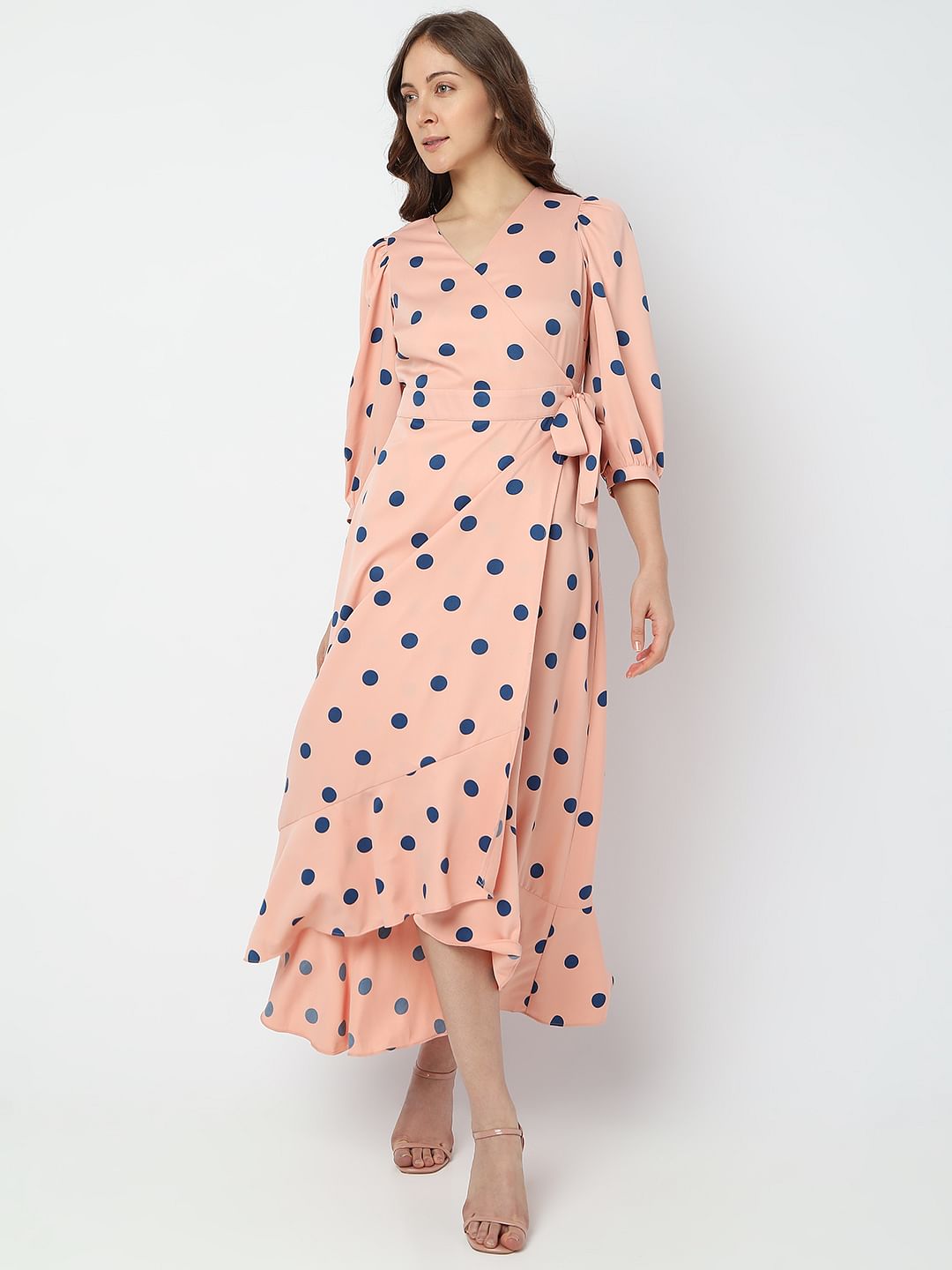 Pink Polka Dot Midi Dress