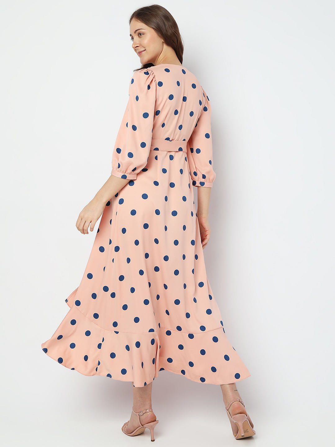 Pink Polka Dot Midi Dress