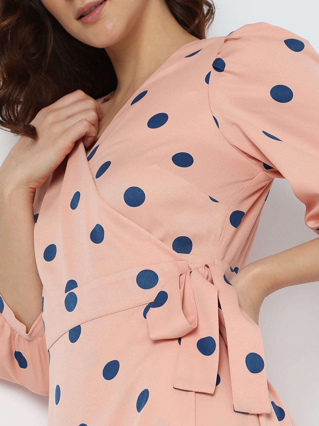 Pink Polka Dot Midi Dress