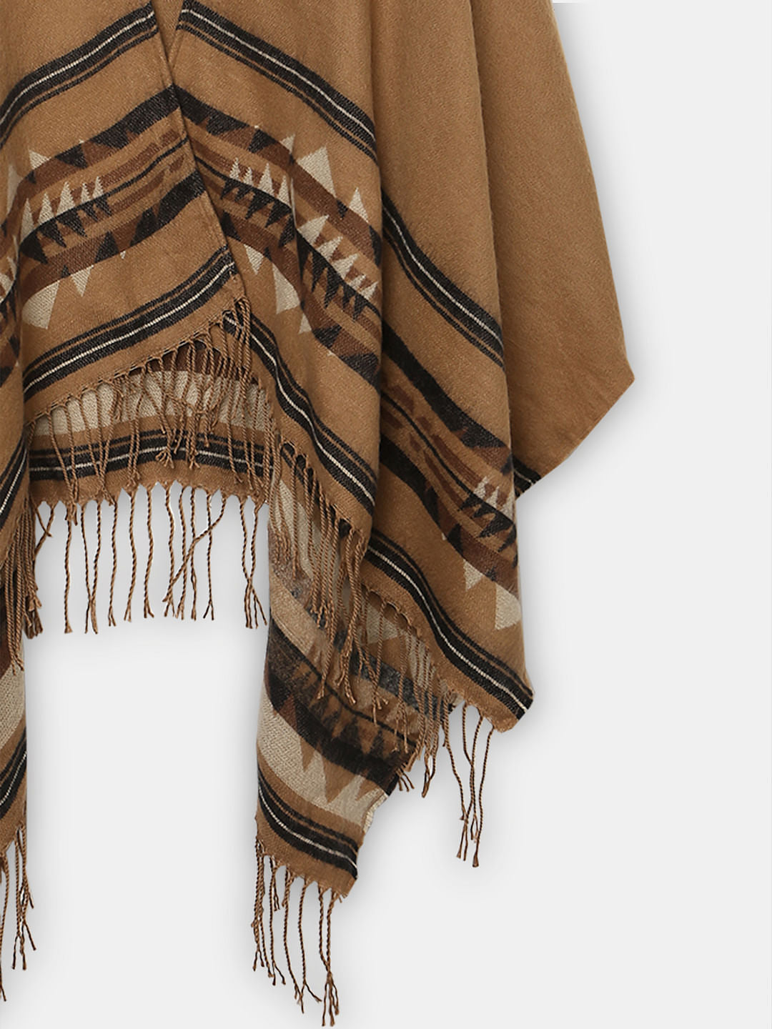 Brown Printed Poncho