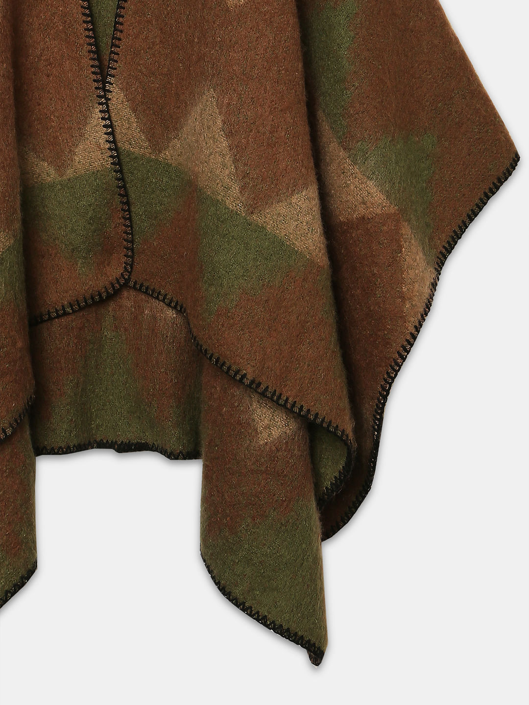 Dark Brown Printed Poncho