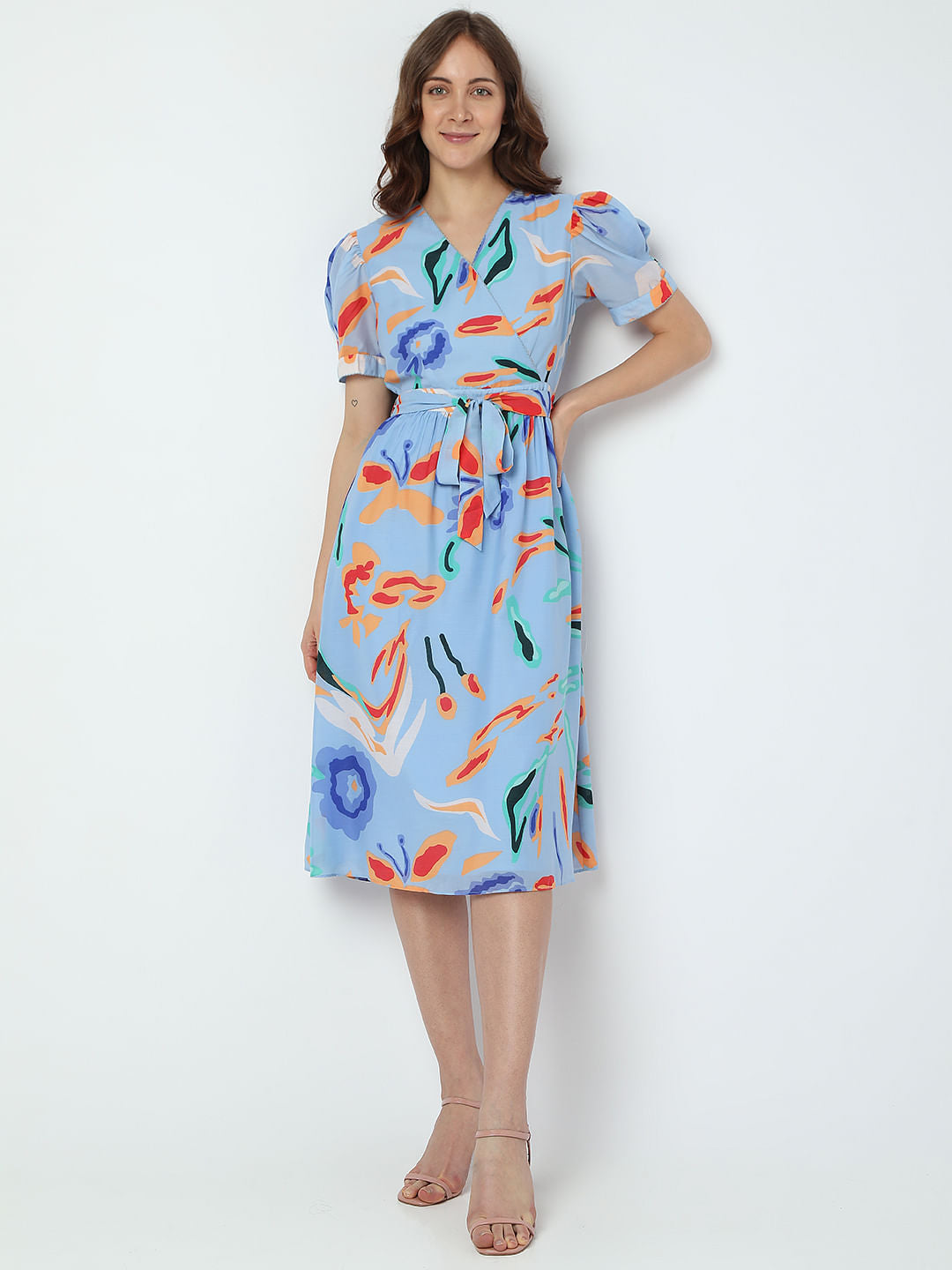 Blue Abstract Print Mini Dress