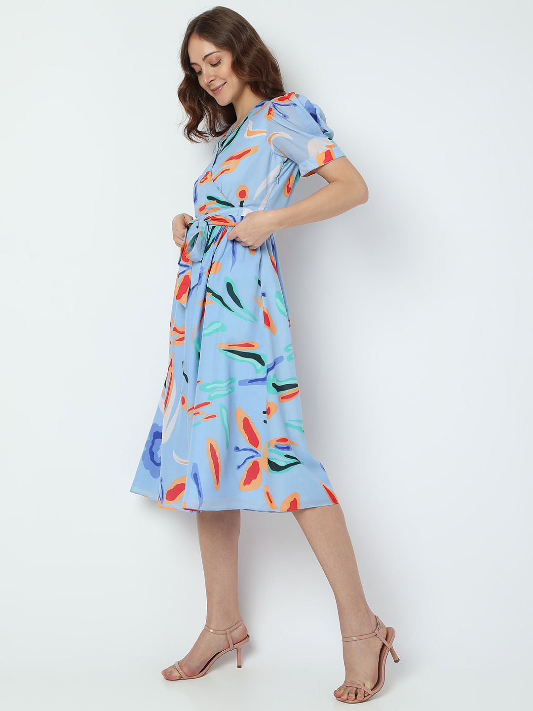 Blue Abstract Print Mini Dress