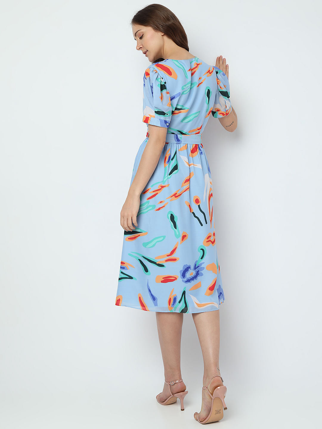 Blue Abstract Print Mini Dress