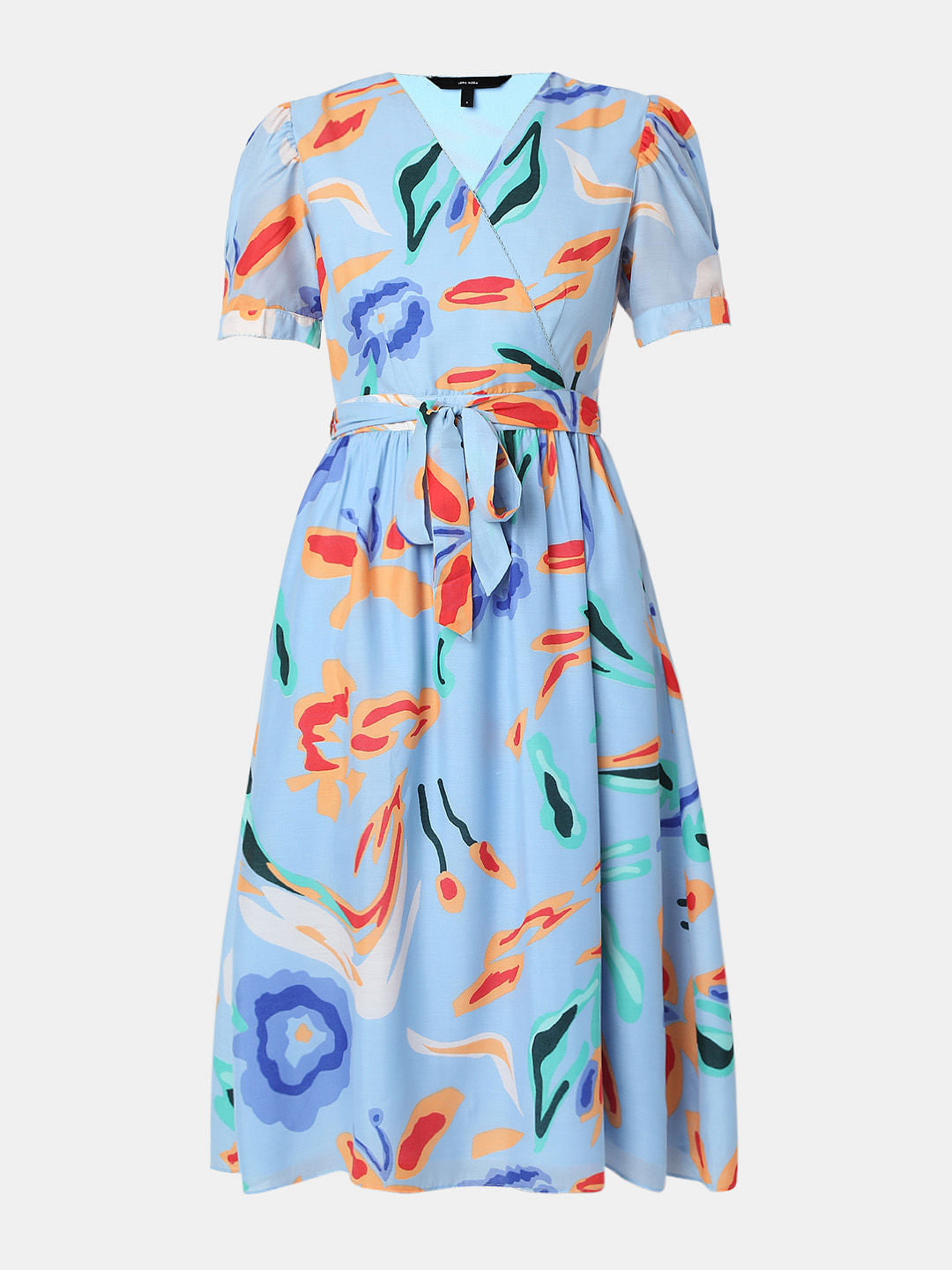 Blue Abstract Print Mini Dress