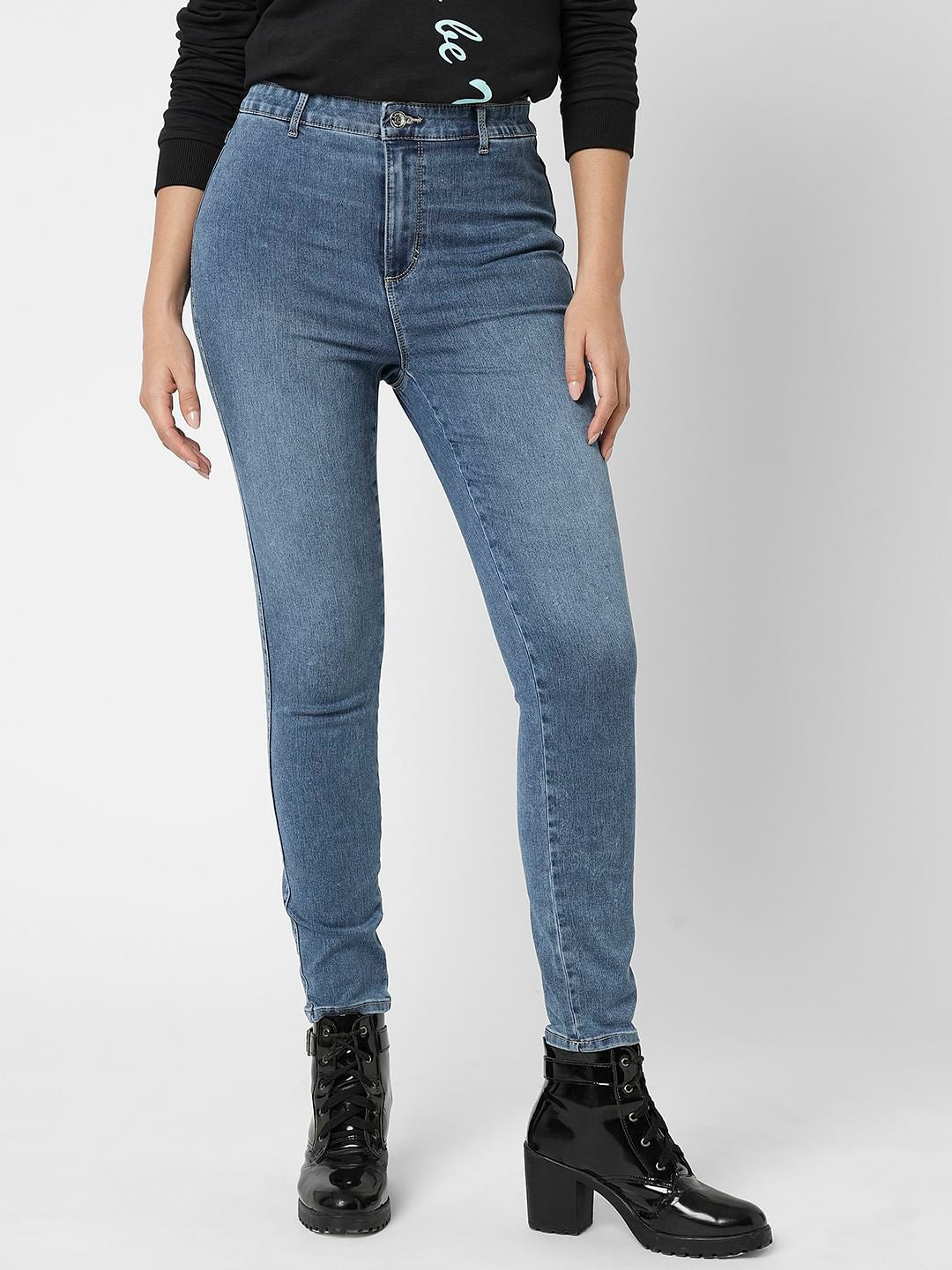 I.Scenery By Vero Moda Blue High Rise Wendy Skinny Jeans