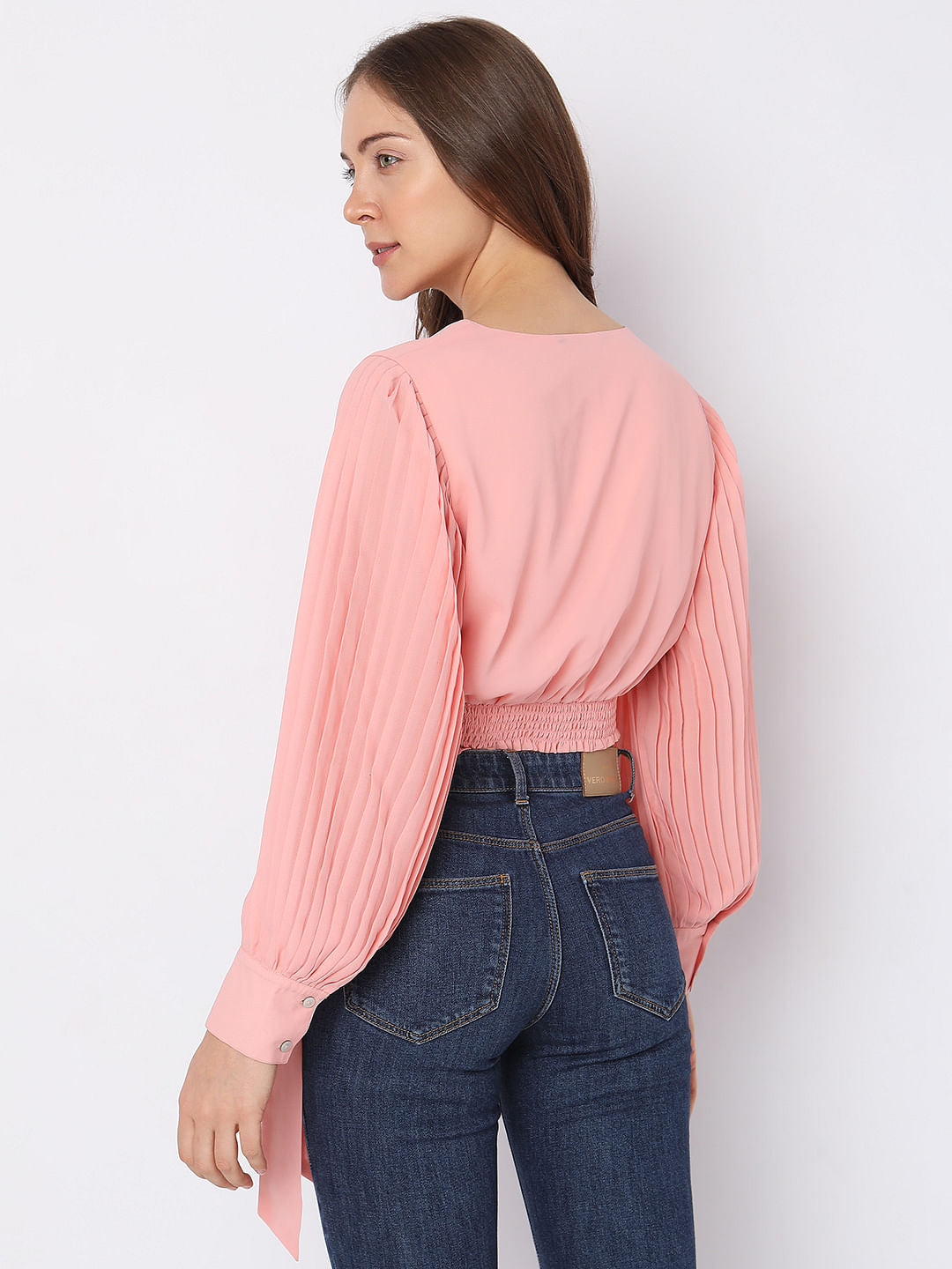 Pink Wrap Detail Crop Top