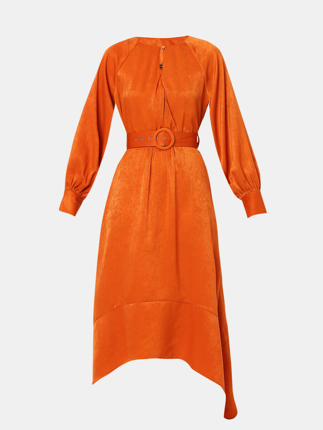 Orange Asymmetric Midi Dress