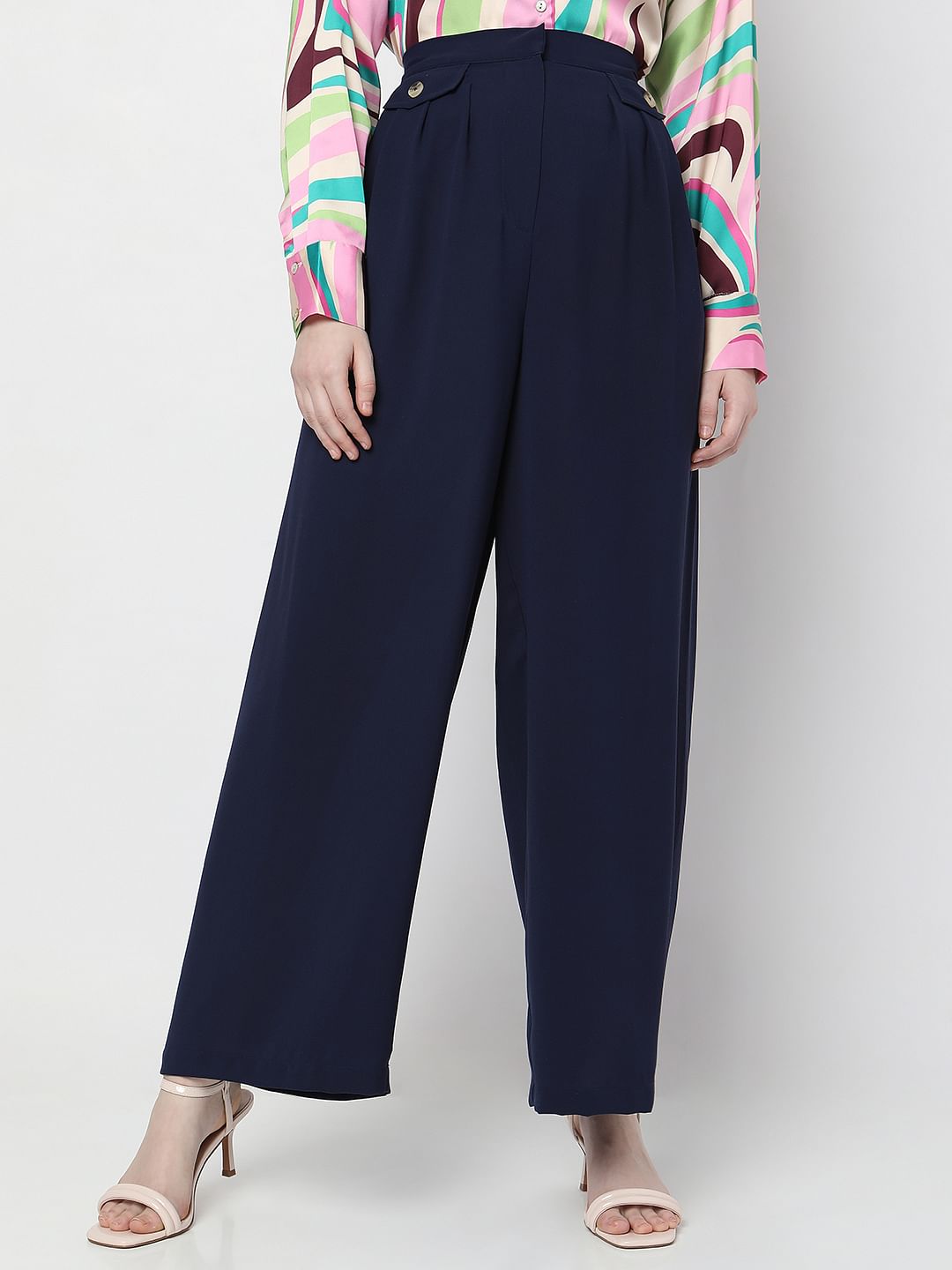 Navy Blue High Rise Pants
