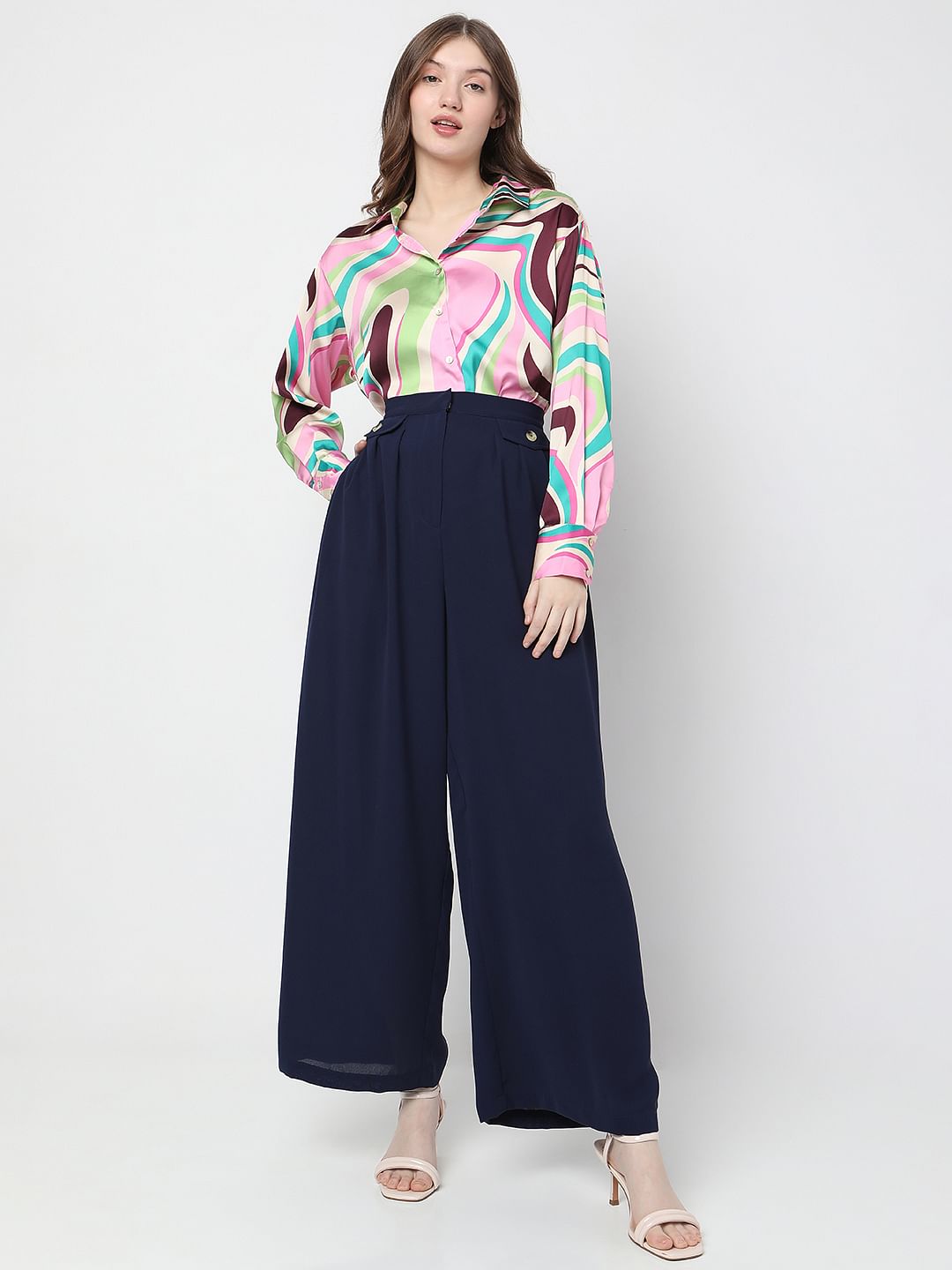 Navy Blue High Rise Pants