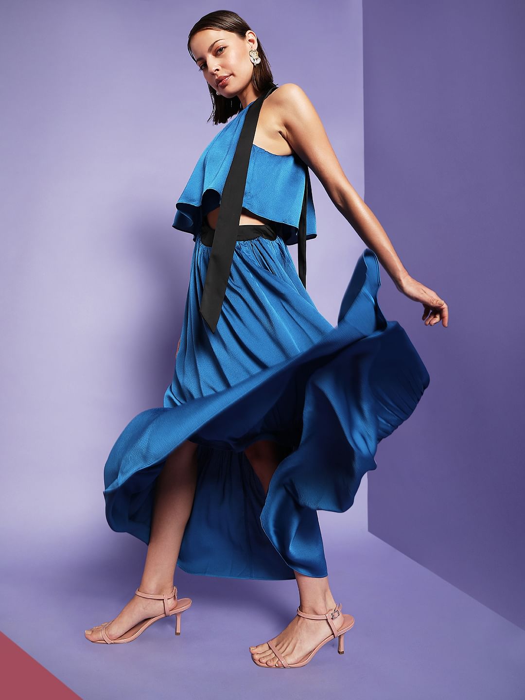 Marquee Blue One Shoulder Cut Out Dress