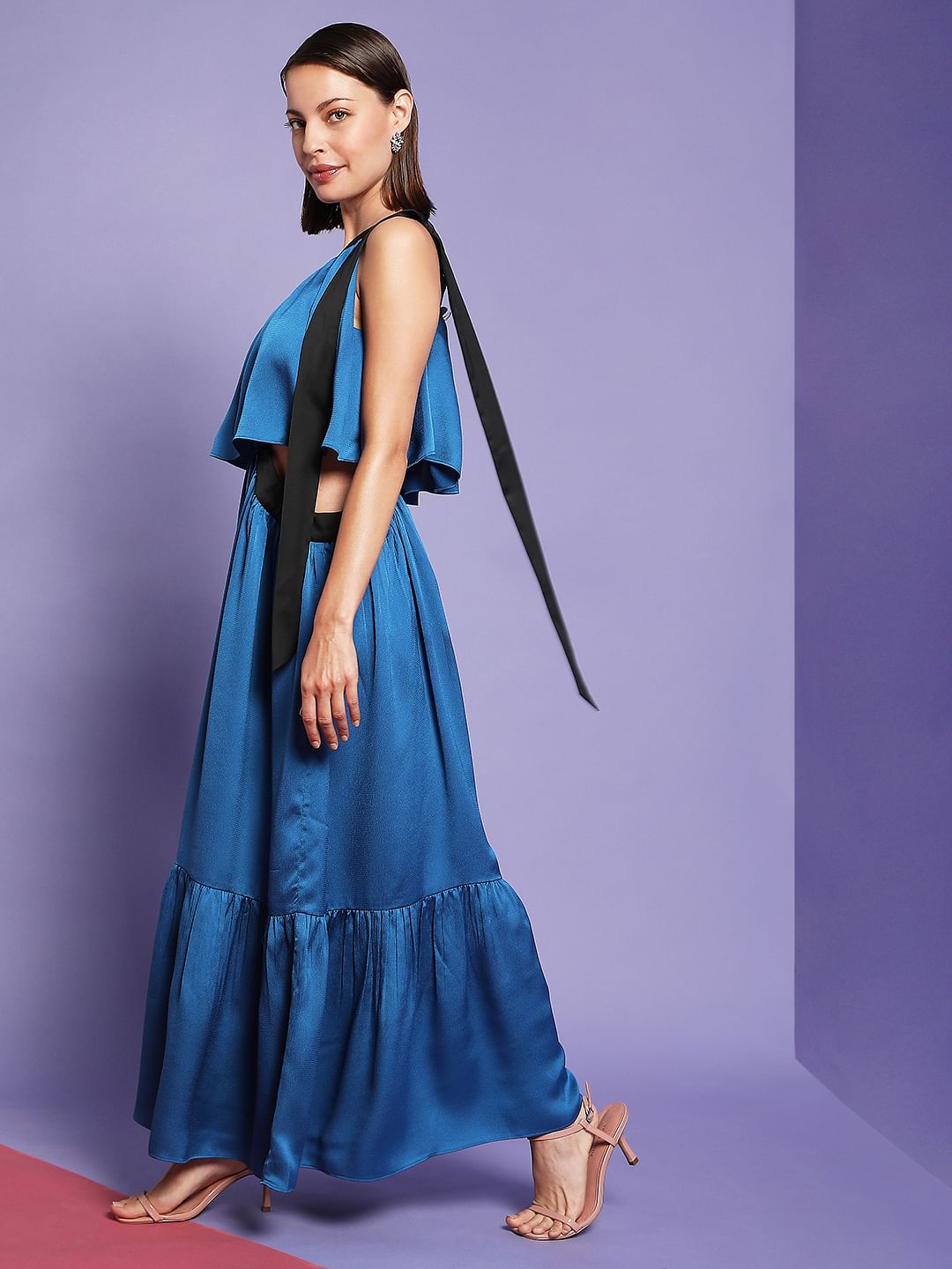 Marquee Blue One Shoulder Cut Out Dress