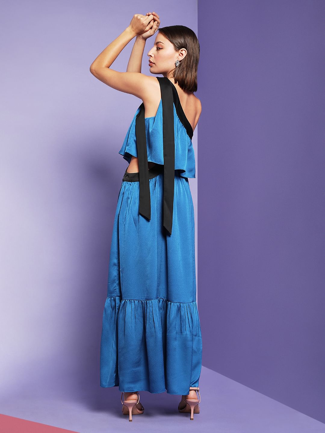 Marquee Blue One Shoulder Cut Out Dress