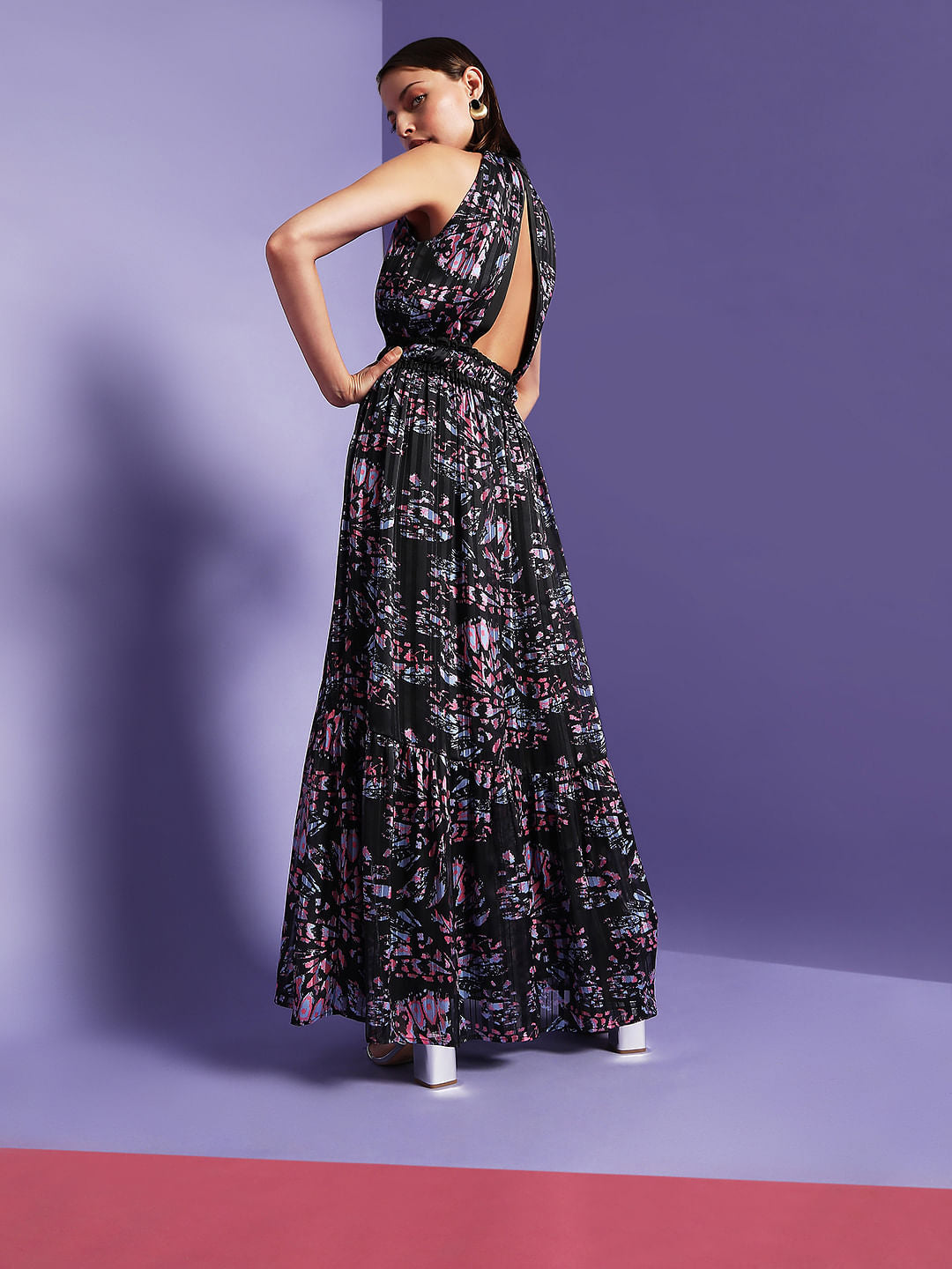 Marquee Black Pleated Maxi Dress